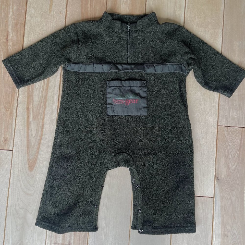 Baby Tera Gear fleece romper forest green cozy size 18 months